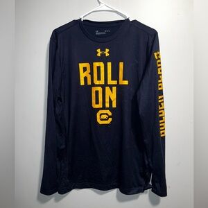 Under Armour Men's Dark Blue Long Sleeve Tee with Yellow Graphics